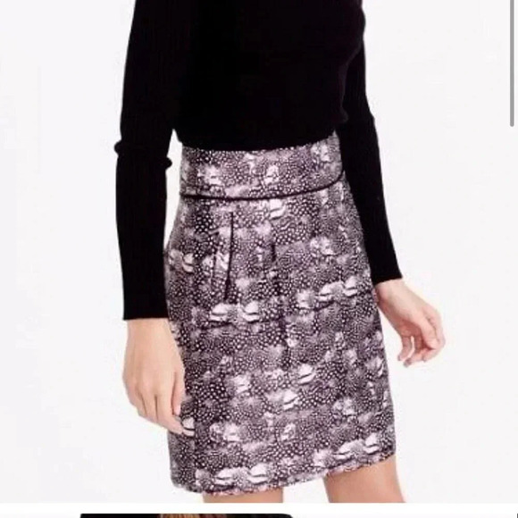J. Crew‎ Black / White Feather Print Mini Skirt - 8 - Picture 1 of 6